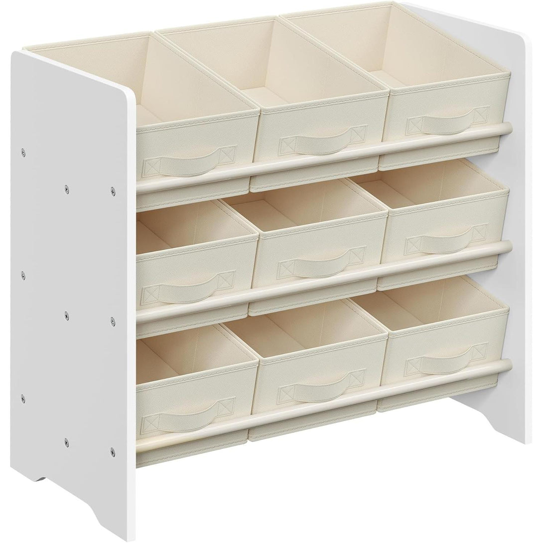 Organizér na hračky, regál na hračky pro děti s 9 boxy, 29,5 x 62,5 x 60 cm, bílý-Skladování hraček a knih-Vashome.cz
