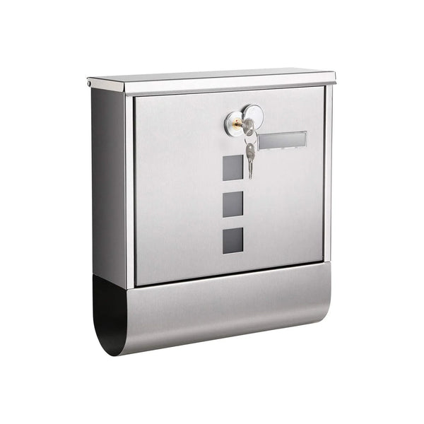 Poštovní schránka z nerezavějící oceli, 30,5 x 33,3 x 9,5 cm stříbrná