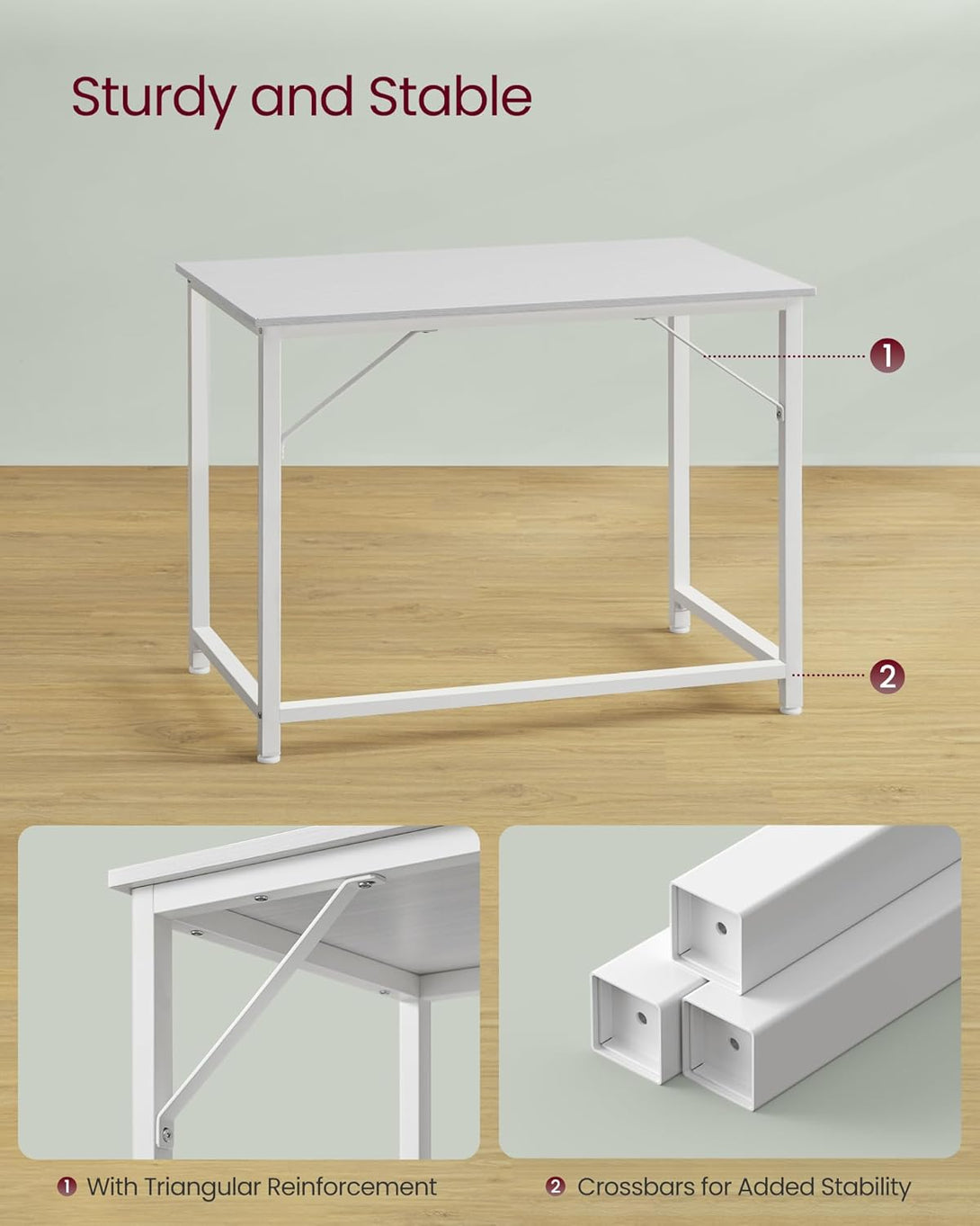 Psací stůl, kancelářský stůl, 100 x 50 x 76 cm, javorová bílá a bílá barva-Psací a PC stoly-Vashome.cz
