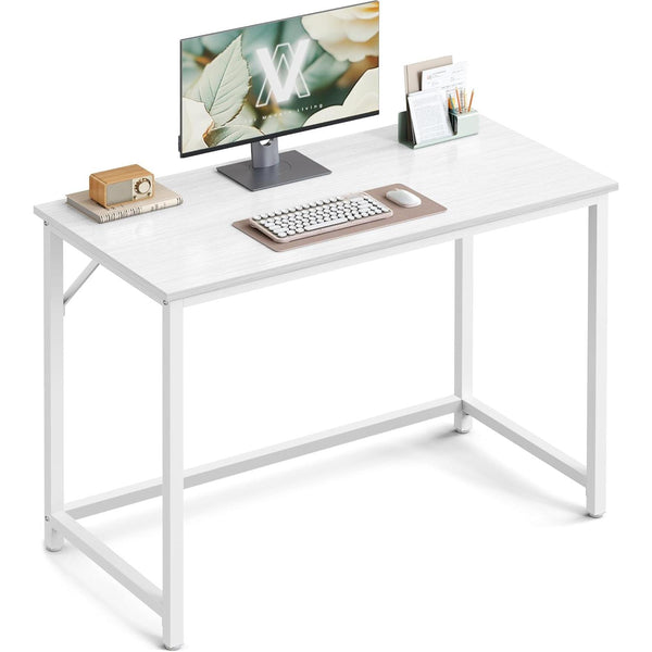 Psací stůl, kancelářský stůl, 100 x 50 x 76 cm, javorová bílá a bílá barva-Psací a PC stoly-Vashome.cz