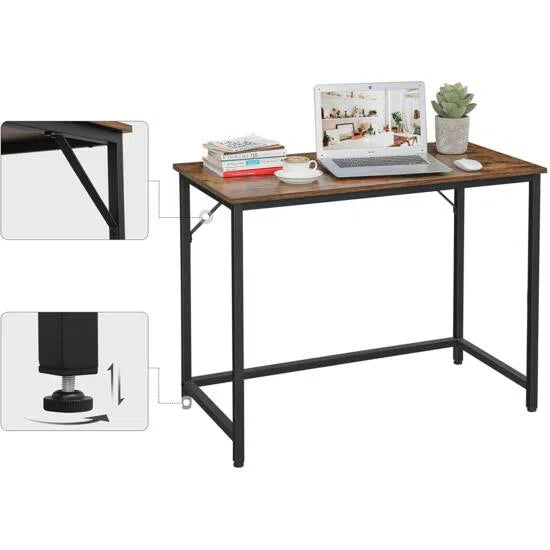 Psací tůl, malý kancelářský stůl, 100 x 50 x 75 cm, rustikální hnědá a černá barva-Psací a PC stoly-Vashome.cz