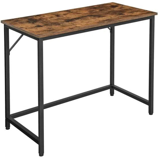 Psací tůl, malý kancelářský stůl, 100 x 50 x 75 cm, rustikální hnědá a černá barva-Psací a PC stoly-Vashome.cz
