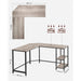Rohový psací stůl, jednoduchý design, 138 x 138 x 75 cm, šedý