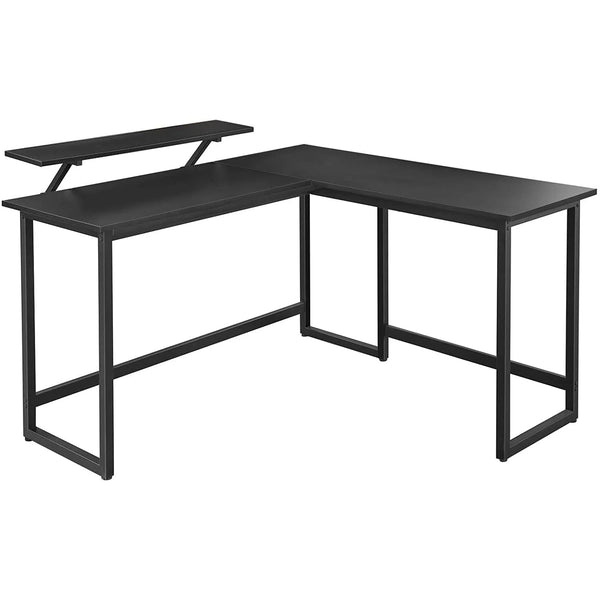Rohový psací stůl, počítačový stůl ve tvaru L, černý