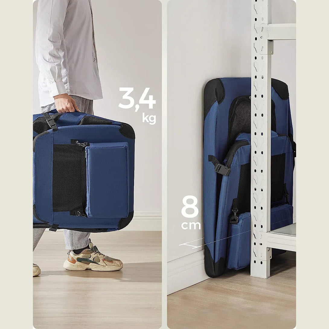 Skládací přenosná taška pro psy, přepravka pro psa, velikost L, tmavě modrá | FEANDREA