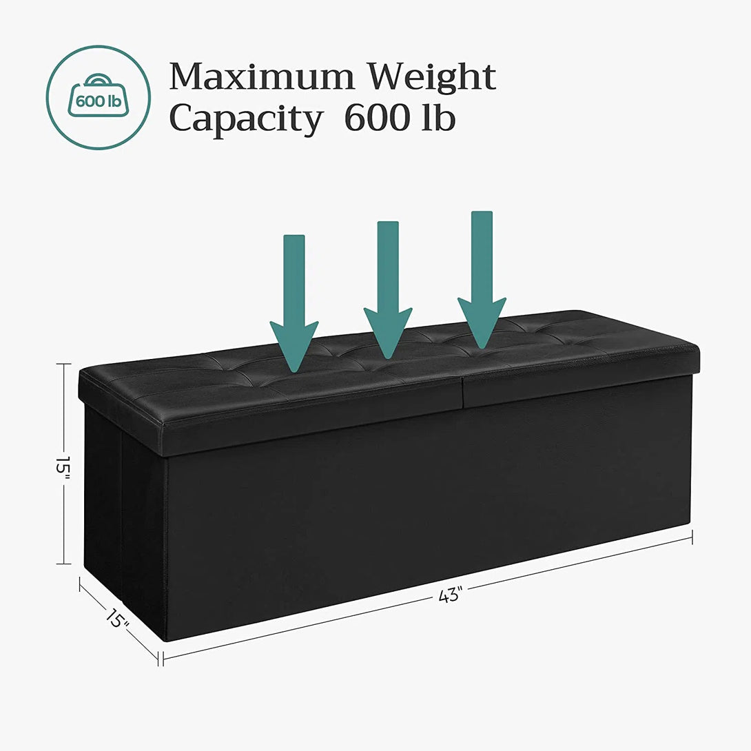 Skládací sedací box, otoman 120L, černý, 110 x 38 x 38 cm