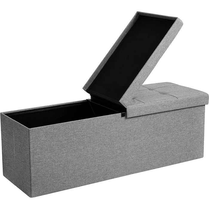 Skládací úložná lavice 120L, 110 x 38 x 38 cm, světle šedá