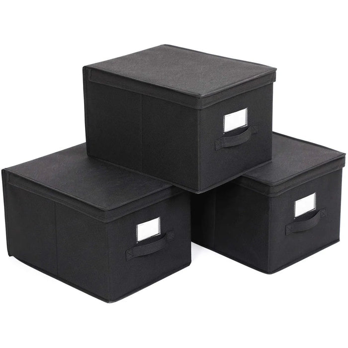 Skládací úložný box se štítky 40 x 25 x 30 cm, černý
