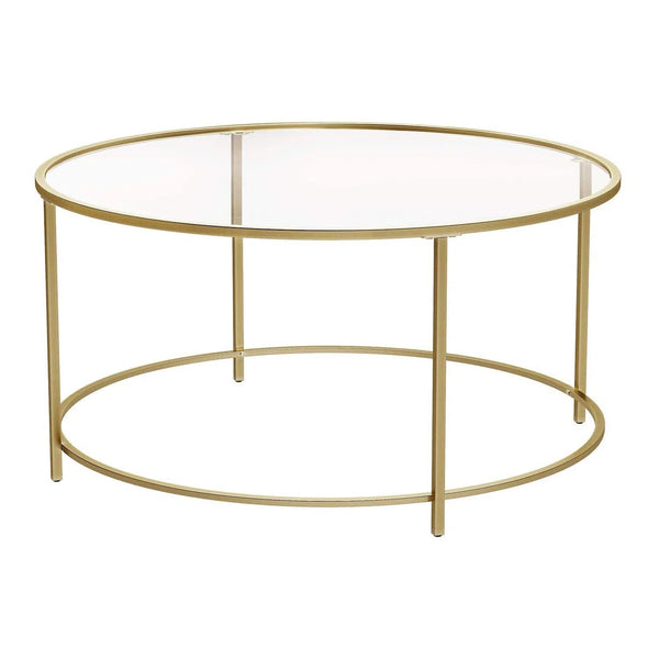Skleněný konferenční stolek, okrouhlý, barva zlatá