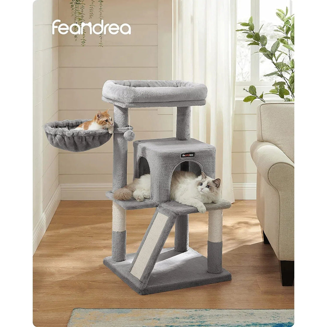 Škrabadlo pro kočky, kočičí strom, 96 cm, světle šedá | FEANDREA-Doplnky pre domáce zvieratá-Vashome.cz