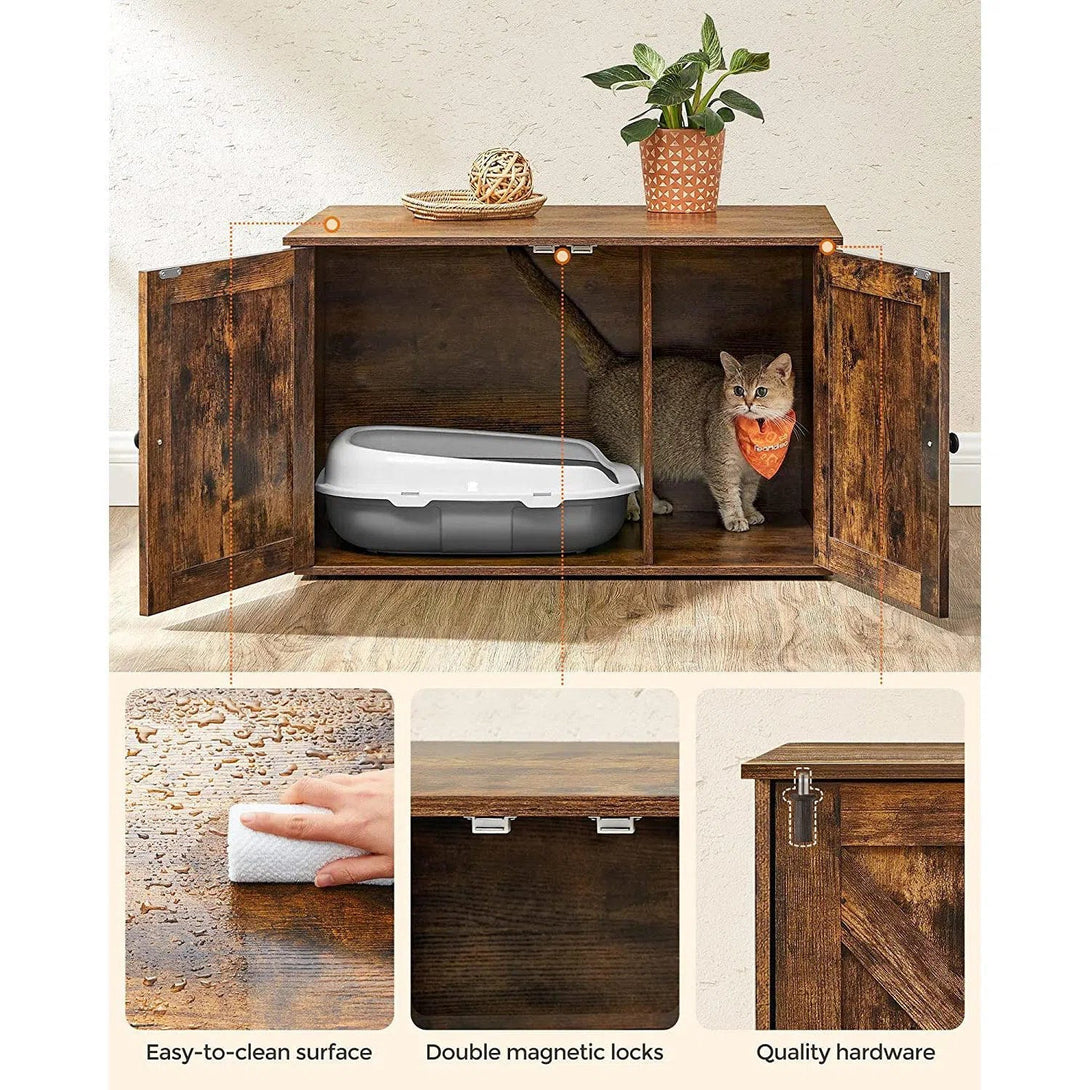 Skříňka na toaletu pro kočky, rustikální hnědá | FEANDREA