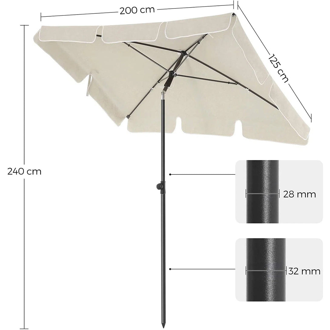 Slunečník 200 x 125 cm, UV ochrana do UPF 50+, skládací, bez podstavce