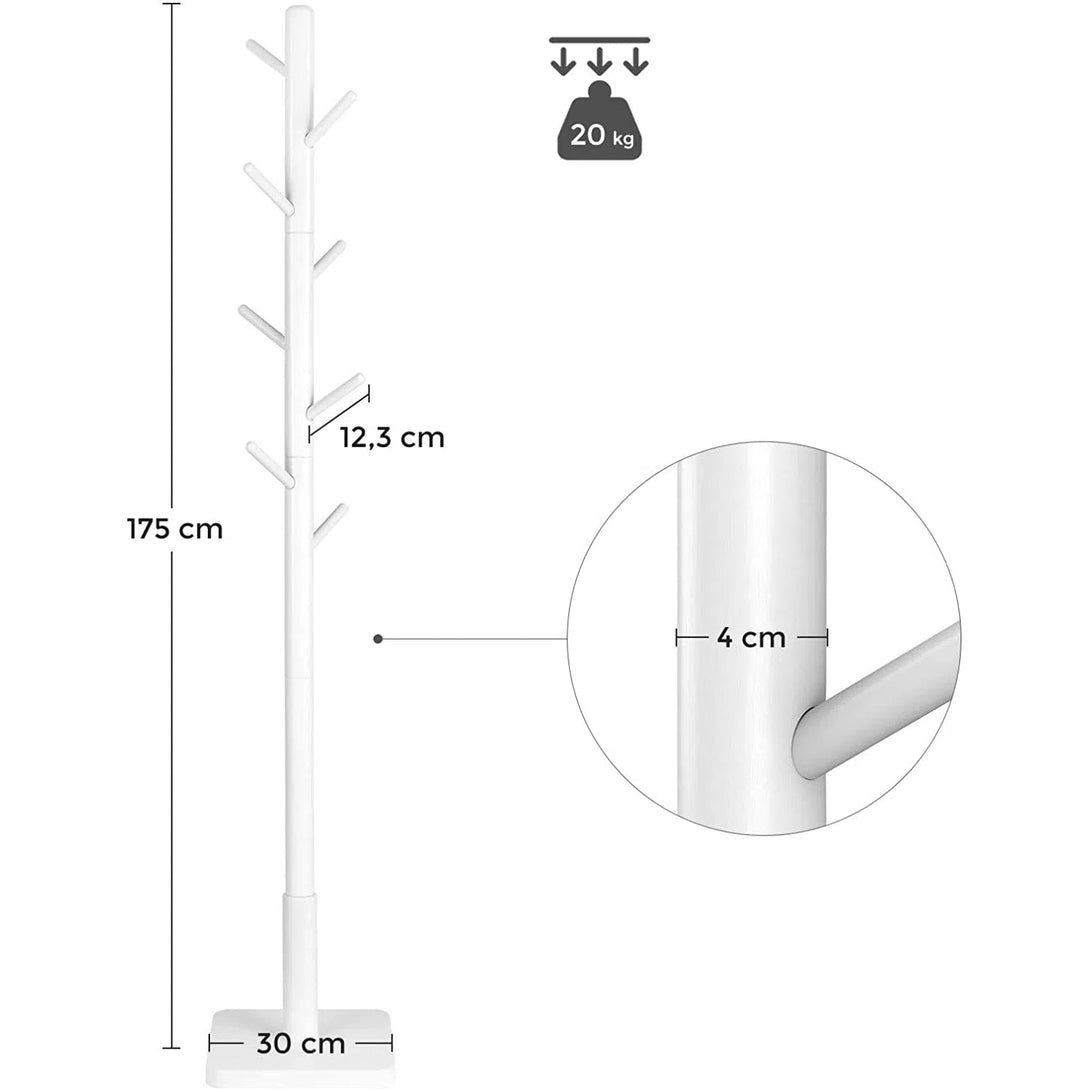 Stojanový věšák s 8 háčky, bílý-Stojanové věšáky-Vashome.cz