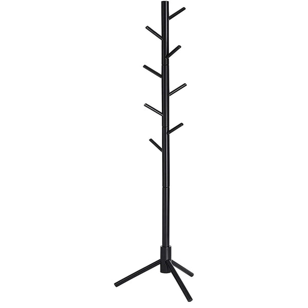 Stojící věšák ve tvaru stromu s 8 háčky, 3 možnosti výšky, černý