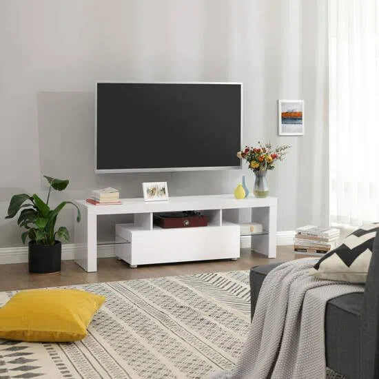 TV skříňka s LED osvícením 140 x 35 x 45 cm, bílá