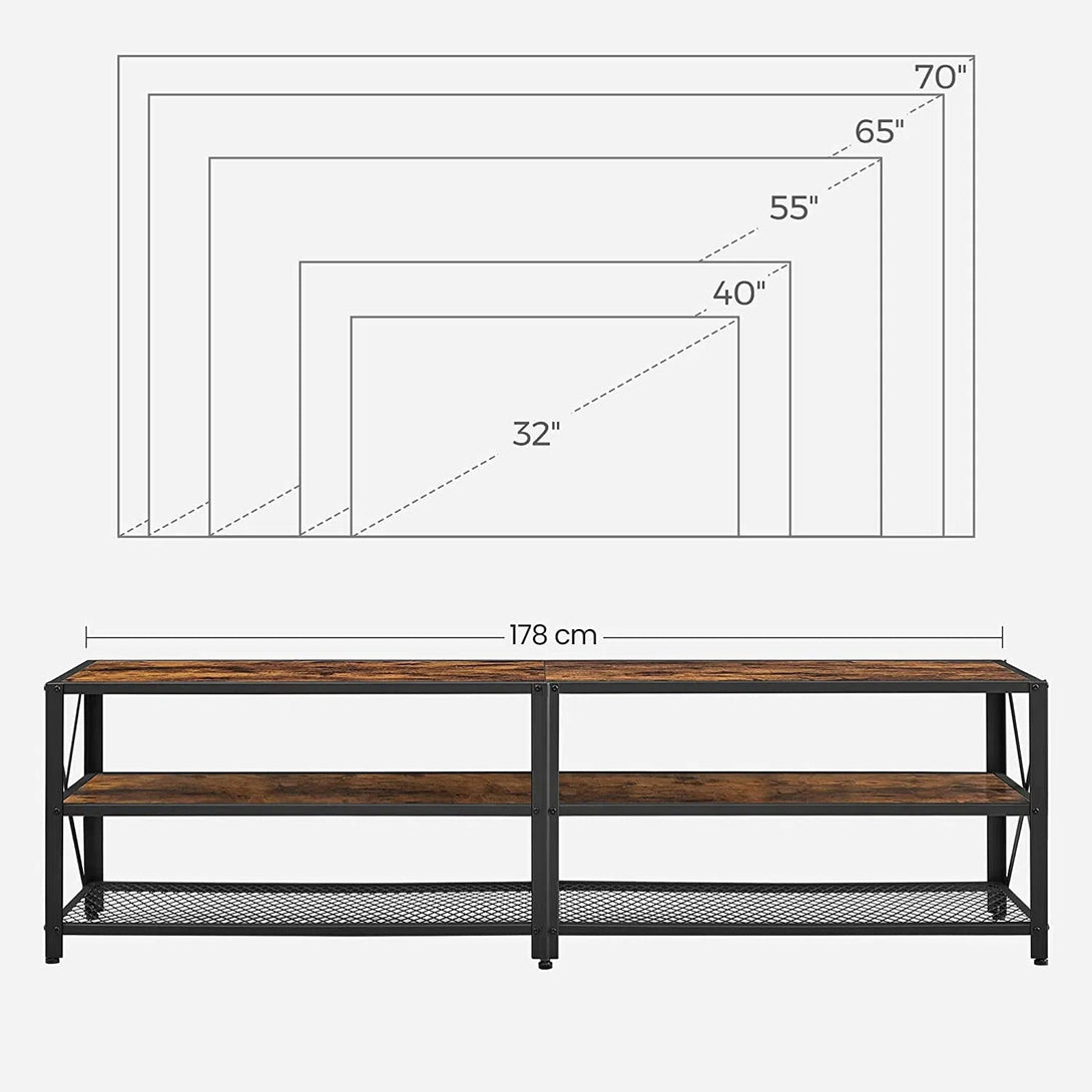 TV skříňka s policemi, 178 x 52 x 39 cm, rustikální hnědá