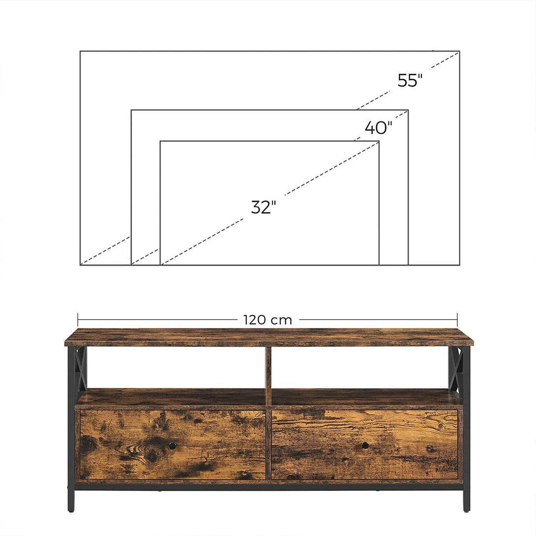 TV skříňka se 2 zásuvkami, 120 x 40 x 50 cm, rustikální hnědá