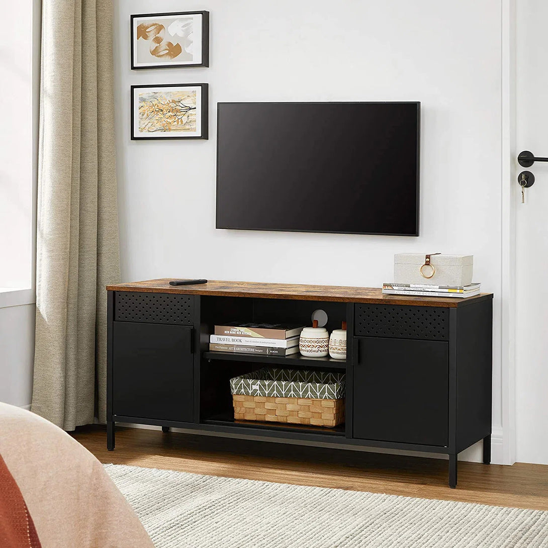 TV skříňka se 3 policemi, 120 x 55 x 40 cm, matná černá