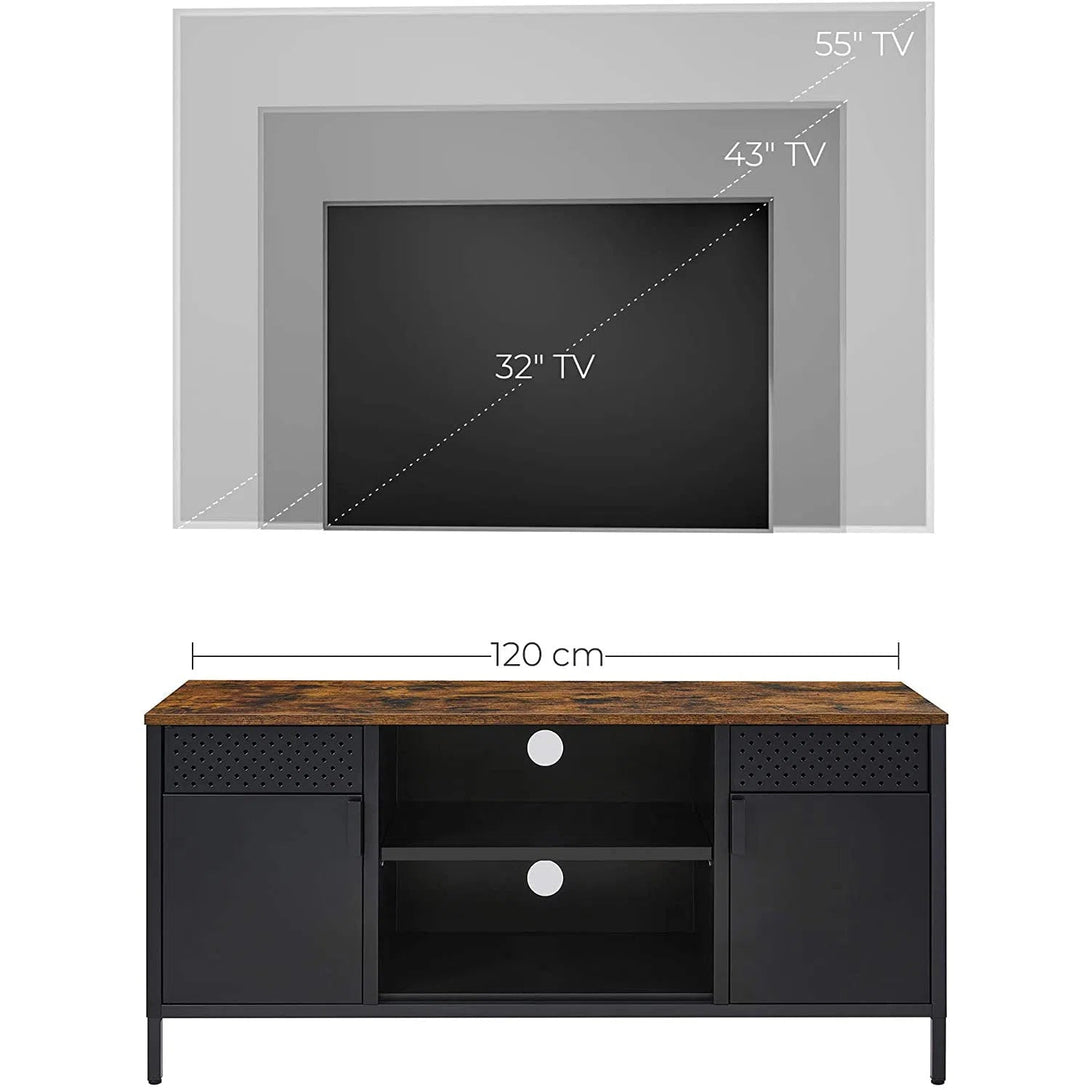 TV skříňka se 3 policemi, 120 x 55 x 40 cm, matná černá
