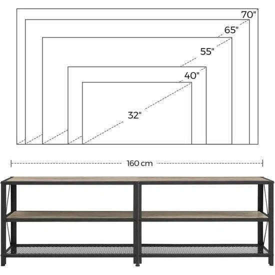 TV stolek, pro TV do 70 palců 160 x 52 x 39 cm, greige šedá a černá