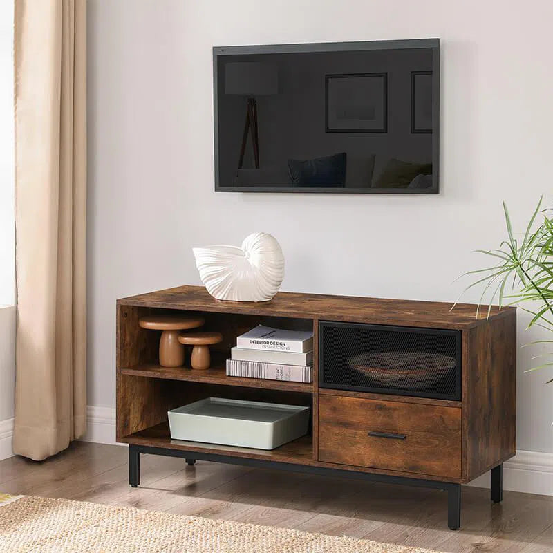 TV stolek, skříňka 120 x 40 x 50 cm rustikální hnědá, černá