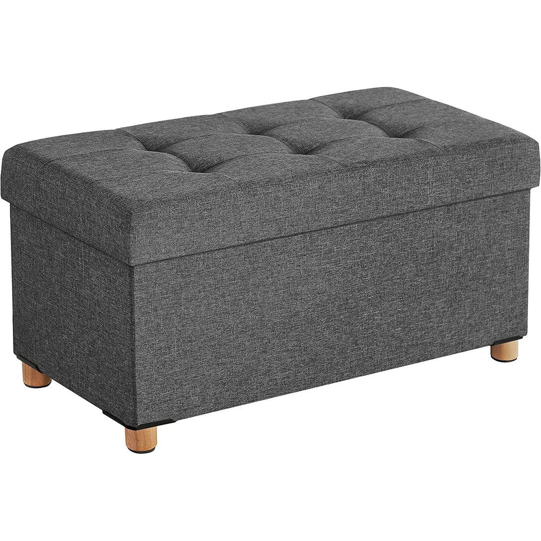 Taburet, Skládací lavice s úložným prostorem, 65 l, 76 x 38 x 40 cm, tmavě šedá-Úložné lavice-Vashome.cz