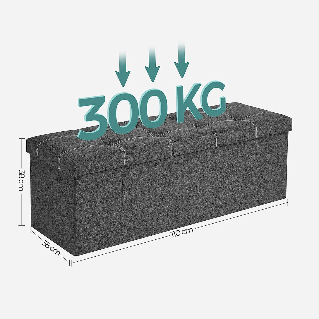 Taburetka, lavice s úložným prostorem, 110 cm, tmavě šedá-Taburety-Vashome.cz