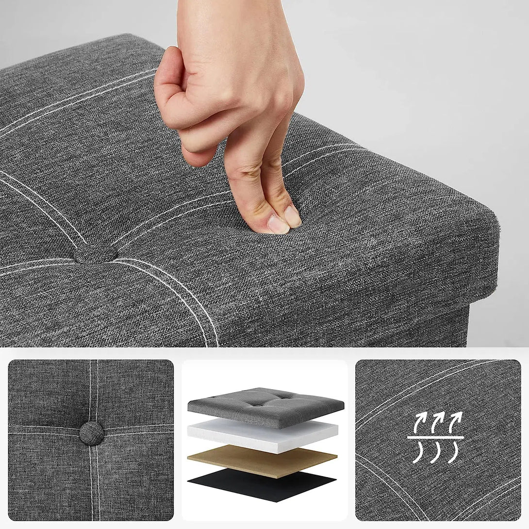 Taburetka, lavice s úložným prostorem, 110 cm, tmavě šedá-Taburety-Vashome.cz
