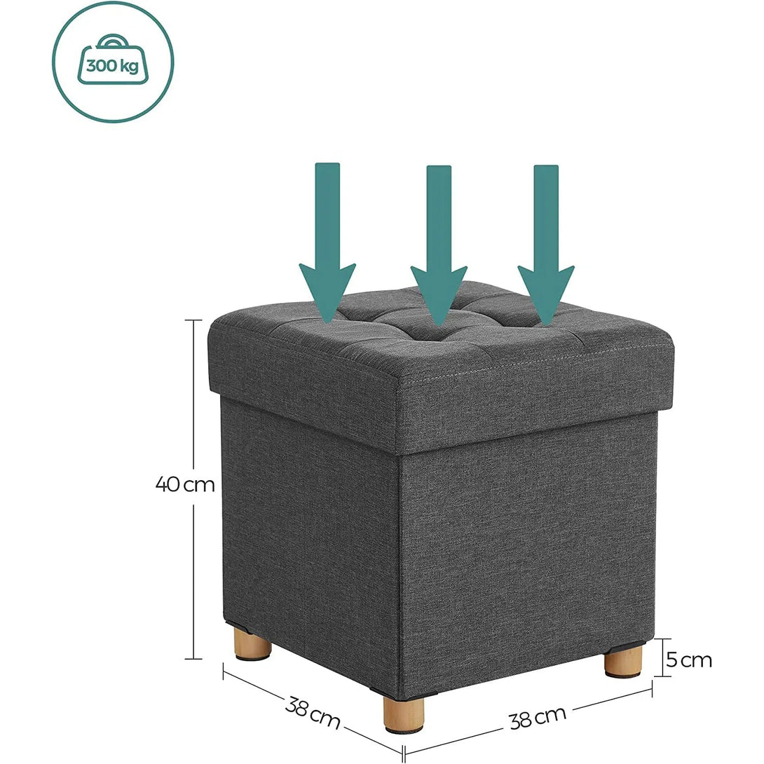 Taburetka, skládací úložný sedací box, tmavě šedá