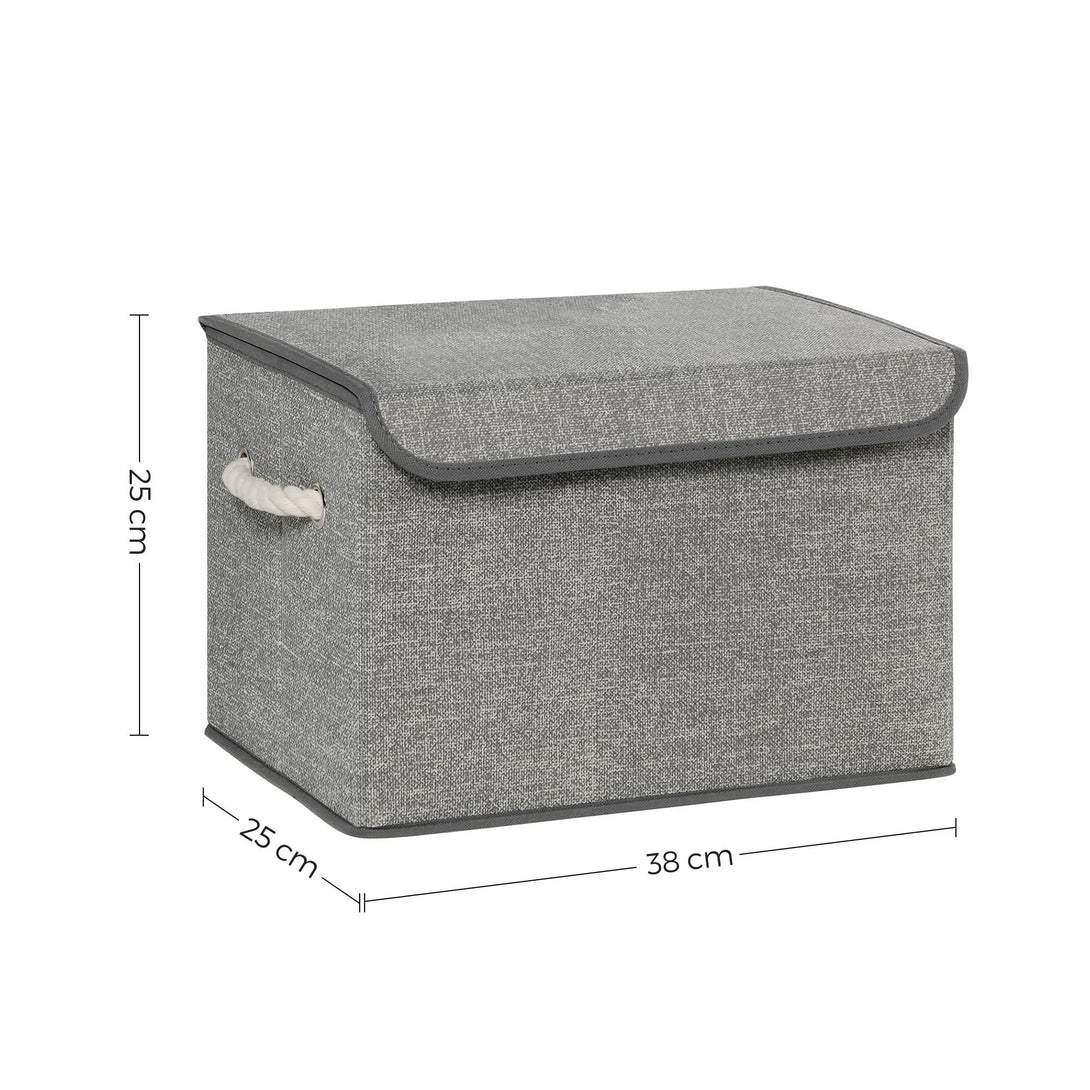 Úložné boxy s víkem, 3 ks, 38 x 25 x 25 cm, šedé