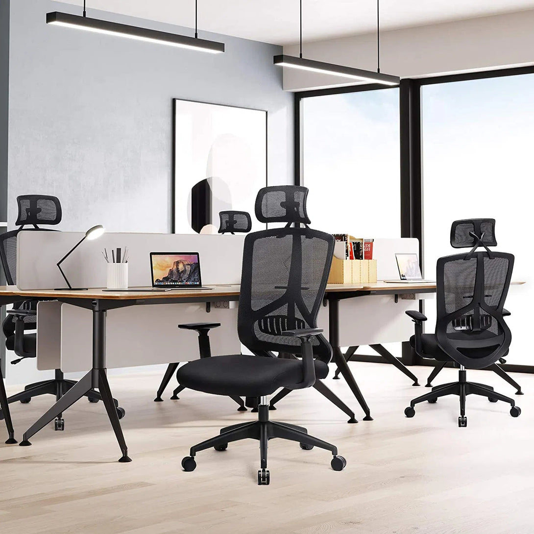 VASHOME Ergonomická kancelářská židle s bederní opěrkou, židle k psacímu stolu, černá-Kancelářské židle-Vashome.cz