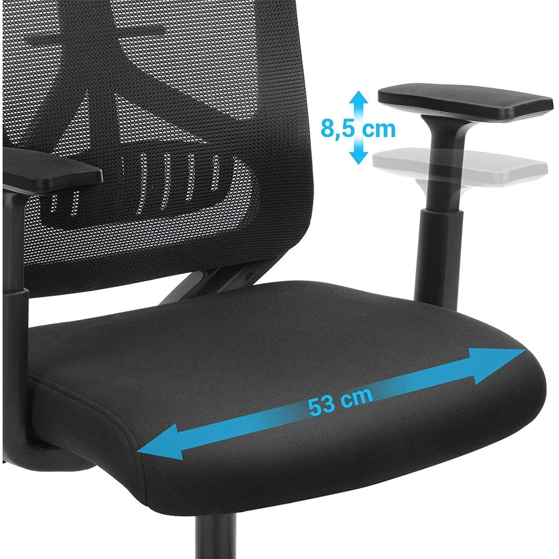 VASHOME Ergonomická kancelářská židle s bederní opěrkou, židle k psacímu stolu, černá-Kancelářské židle-Vashome.cz