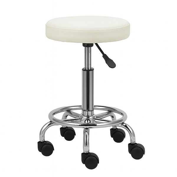 VASHOME kadeřnická židle do kosmetického salonu s kolečky, bílá