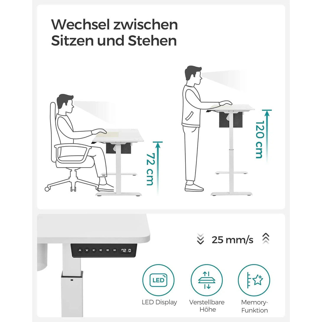 Výškově nastavitelný elektrický stůl, pracovní stůl, bílá a béžová barva