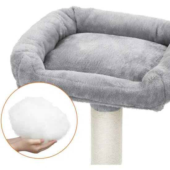 XXL kočičí strom, škrábadlo, 54 x 49 x 169 cm, světle šedý-Kočičí stromy a škrábadla-Vashome.cz