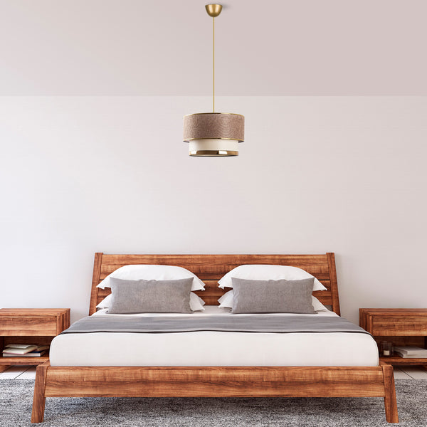 Závěsná lampa, Cake - Beige, Gold-Mennyezeti Lámpa-Vashome.cz