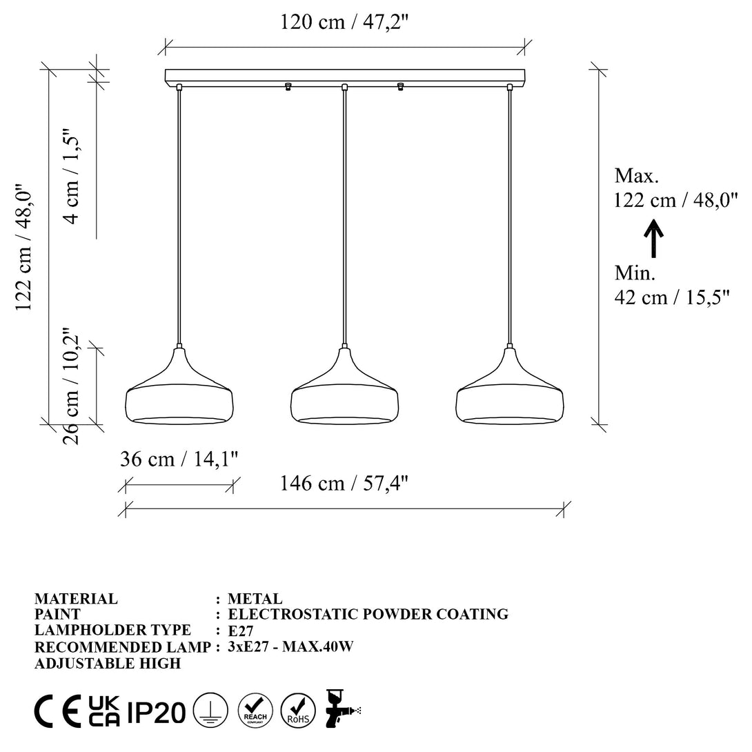 Závěsná lampa, Yildo - L-253 - 1-Mennyezeti Lámpa-Vashome.cz
