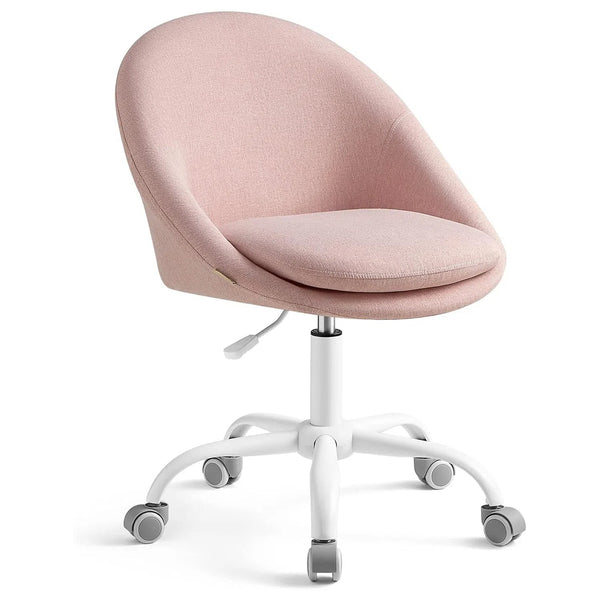 Židle do domácí kanceláře, otočná židle, výškově nastavitelná, růžová