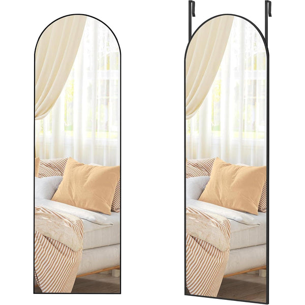 Zrcadlo v plné délce 120x40cm, zaoblené zrcadlo na stěnu nebo dveře, černý rám-Zrcadla-Vashome.cz